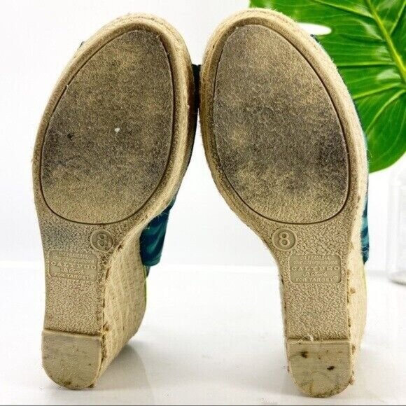 Calypso St. Barth Women's Sandal Size 8 Teal Blue Slingback Espadrille Wedge - Picture 7 of 9
